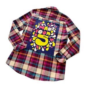 Via Penny Lane Reworked Apparel | Maroon 5 Graphic Button Up Plaid Shirt Large